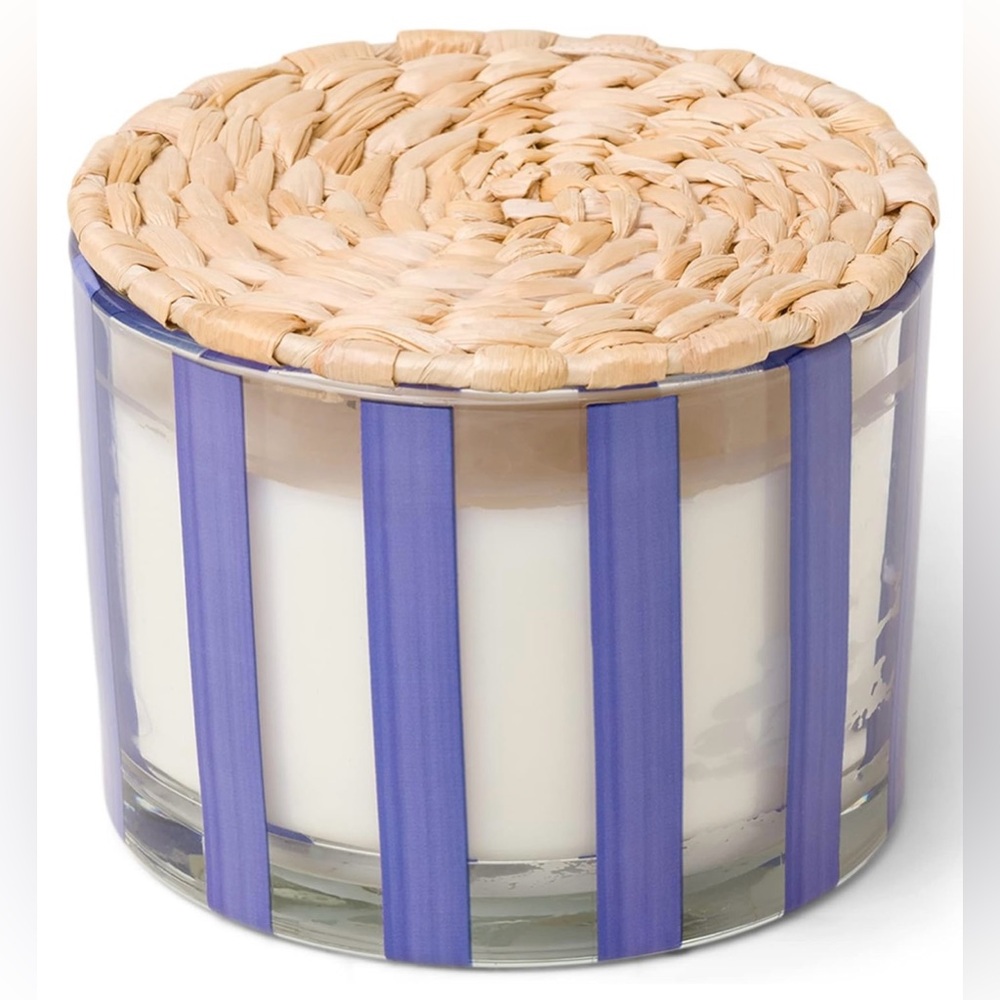 NWT PADDYWAX AL FRESCO Candle Reusable Rattan Lidded Vessel Rosemary & Sea Salt